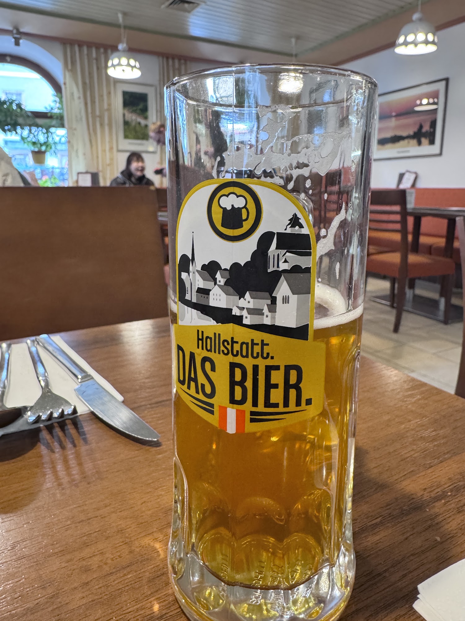 Hallstatt beer served inside Café Derbl